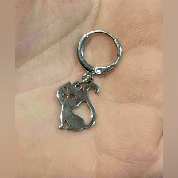 🐈‍⬛ Stainless Steel Cat Charm Drop Earrings NWT - Picture 3 of 10